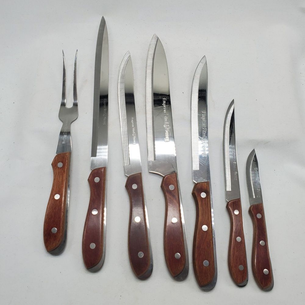 Vintage Emperor Steel‎ Knife Set Lot 7 Made Japan Household Stainless MCM Knives